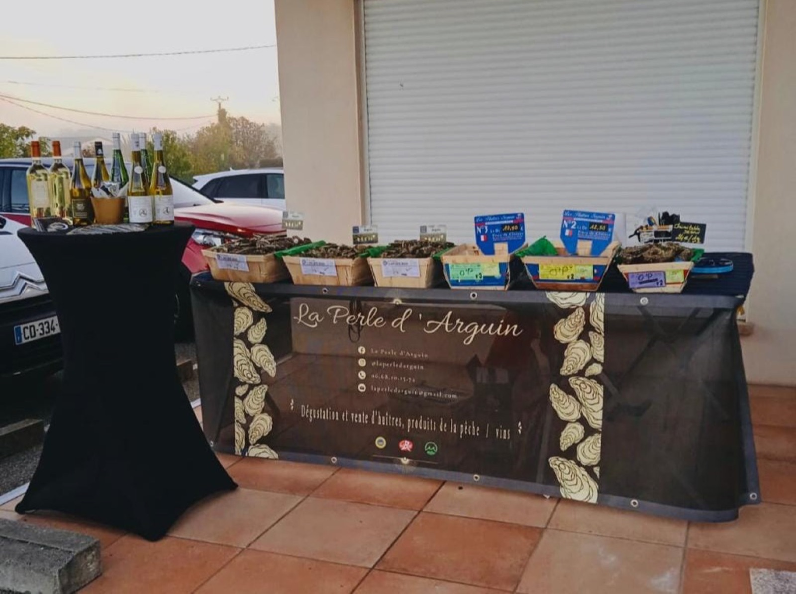 Stand d'huîtres à Canals